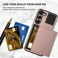 thumbnail image 2 of FIEWESEY Compatible with Samsung Galaxy S23 Case Wallet Card Holder Sliding Cover Credit Card Slot ID Pocket Dual Layer Hybrid Protective for Samsung Galaxy S23(Rose Gold), 2 of 7