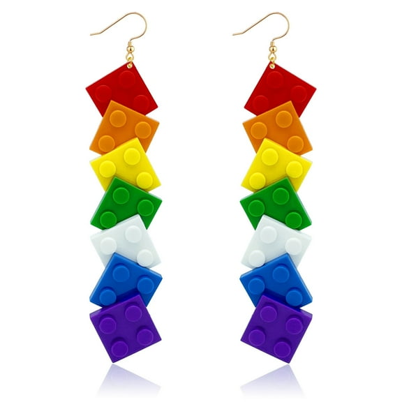 Unisex Pride Earrings Rainbow Free combination Bricks Earrings, Outfits Accessories Gifts