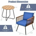 thumbnail image 2 of Gymax 3PC Patio Birsto Furniture Set Cushioned Sofa Armrest Coffee Table Blue, 2 of 10