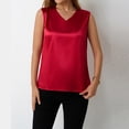 thumbnail image 6 of Women's Satin Tank Top, V Neck Casual Camisole Sleeveless Blouse for Summer Basic Wear and Layering,Wine,S, 6 of 7