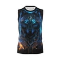 thumbnail image 6 of Lsque Cool Blue Light Wolf Print Men's Cotton Blend Sleeveless Muscle Shirts (S-3XL)- Moisture Wicking, Odor Protection, UPF 30+,3X-Large, 6 of 8