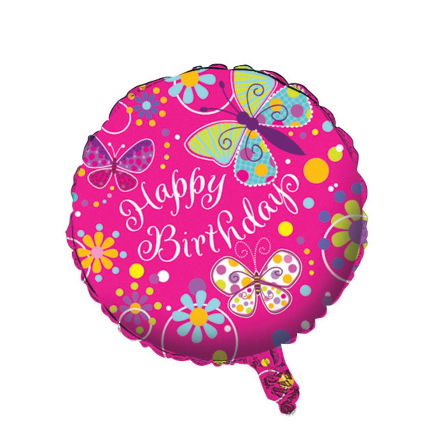 Pack of 10 Butterfly Sparkle Metallic "Happy Birthday" Foil Party