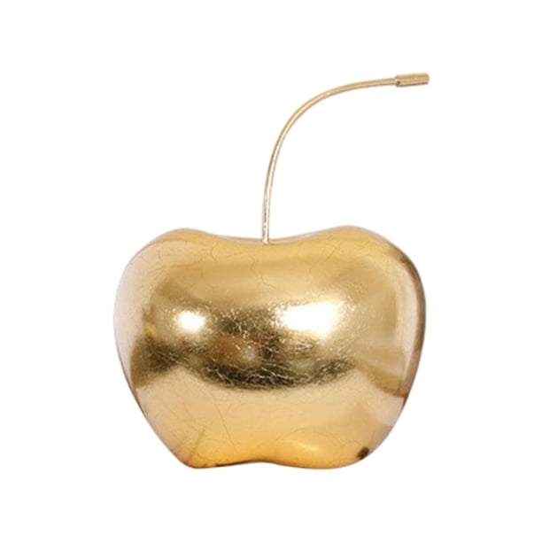 Adorno de manzana, accesorio decorativo para fotografía, estatua de manzana de resina para decoración del hogar. Oro S