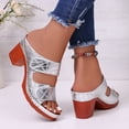 thumbnail image 4 of Rokment Orthopedic Platform Heels Slip on Dressy Sandals for Women Ladies 2026 Fashion Casual Quilted Leather Adjustable Band Chunky Block Heeled Open Back Slides Slippers Silver Size 7.5, 4 of 5