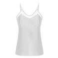 thumbnail image 4 of Women's Camisoles Silk Satin Tank Tops Neckline Lace Summer V Neck Cami Sleeveless Shirts Casual Silk Cami Solid Color Basic Tank Top Blouses, 4 of 6