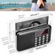 thumbnail image 3 of Mini radio portátil AM/FM de bolsillo con linterna LED, altavoz digital, compatible con tarjeta Micro SD/TF/USB, escaneo automático y guardado, funciona con batería recargable de 1200 mAh., 3 of 6
