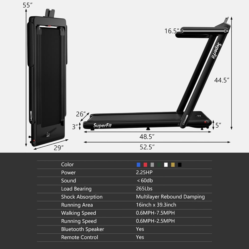 Demifill Folding Treadmilll, 2.25HP 2 in 1 Folding Treadmill with APP Speaker Remote Control, Folding, Electric, Motorized, Walking and Jogging Machine for Home and Office Workout, Green