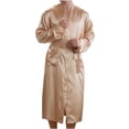 thumbnail image 2 of Birdeem Men Solid Casual Long Sleeves Lace-Up Home Pocket Long Pajama Robe, 2 of 9