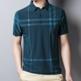 thumbnail image 4 of POINTERTECK Pull Homme Rayé Sans Plis en Soie Glacée Manches Courtes Ajusté pour Affaires, 4 of 8