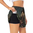 thumbnail image 2 of Bixox Women's Lotus Leaf Starry Sky Guinea Pig pattern 2 in 1 Running Shorts - Lightweight Athletic Workout Gym Yoga Shorts Liner with Pockets - Large, 2 of 5