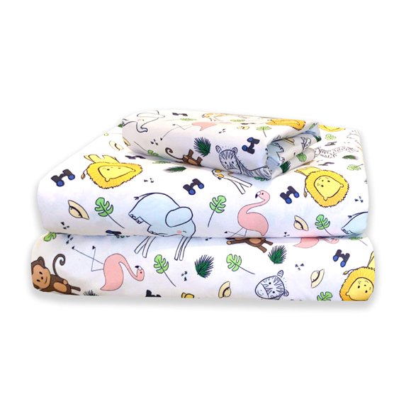 Little Sleepy Head Bed Sheets Twin Safari Set for Kids, Soft Lightweight Microfiber Bedding
