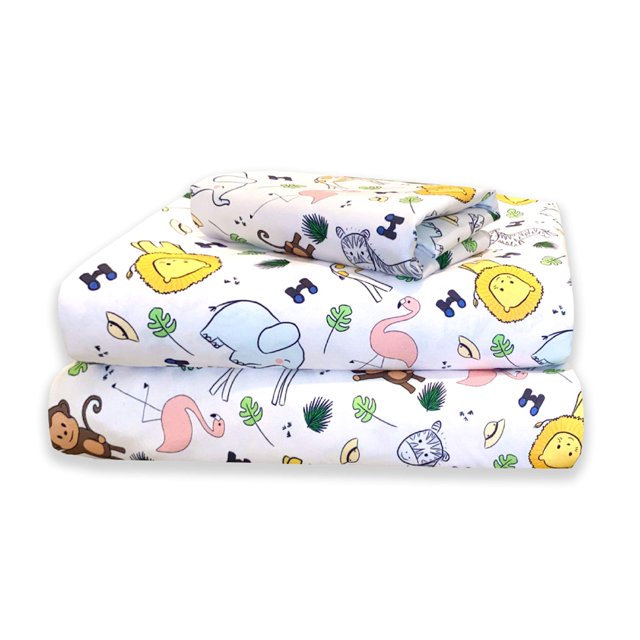 Little Sleepy Head Bed Sheets Twin Safari Set for Kids, Soft Lightweight Microfiber Bedding