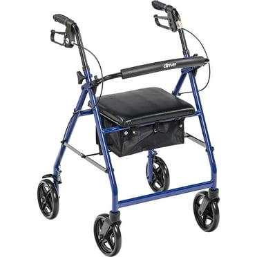 Aluminum Rollator with Fold Up and Removable Back Support and Padded Seat, Blue( Pack of 2 )