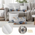 thumbnail image 6 of Fall Pumpkin Outdoor Waterproof Pillow Covers, Thanksgiving Blue White Orange Plants Wood Decorative Square Throw Pillowcase Sofa Cushion Sham for Patio/Couch/Chair, 24"x24" 2 Pack, 6 of 8