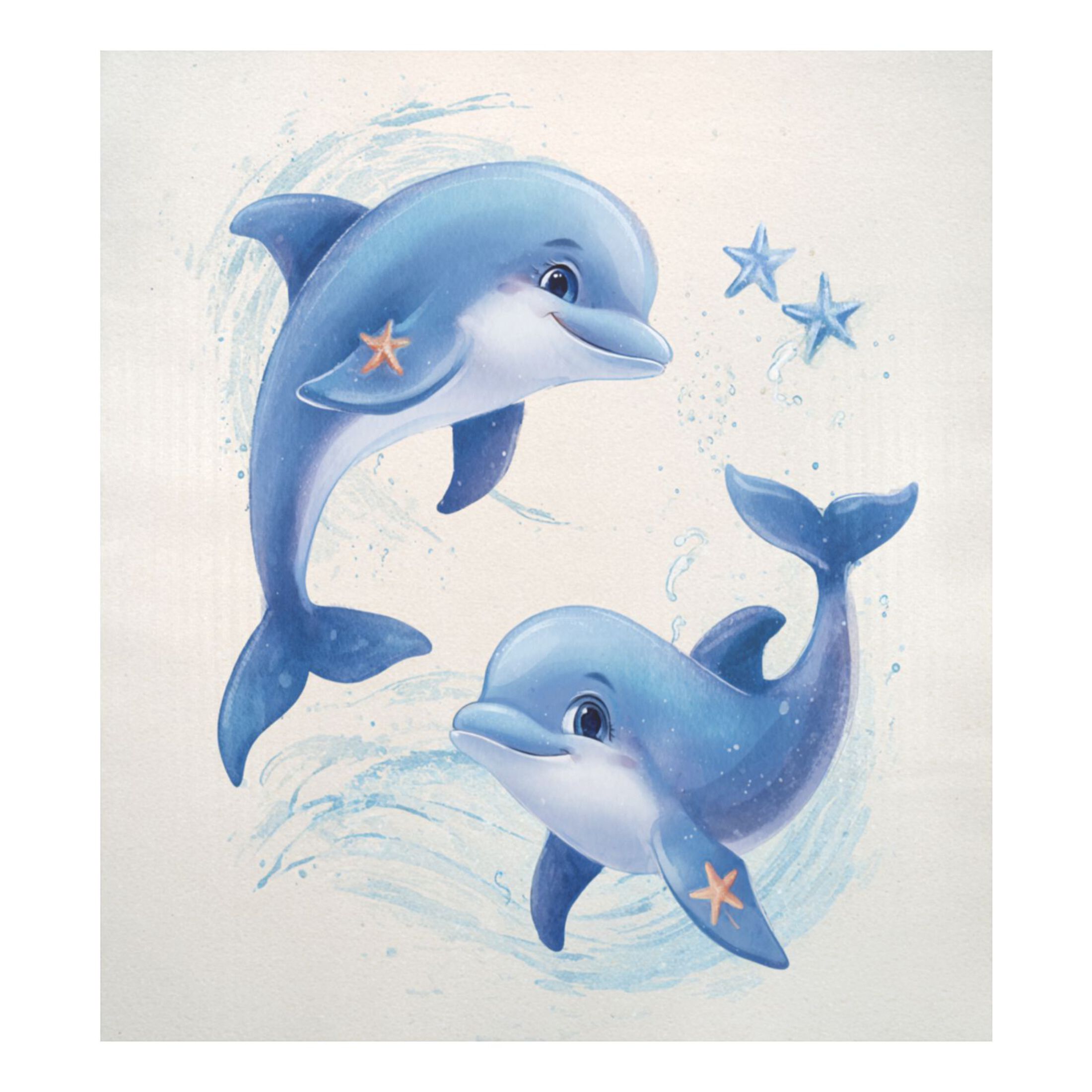 Dishwasher Magnetic Refrigerator Magnet Cover Sticker Home Decorative 23"x26" Two Cute Dolphins Pattern