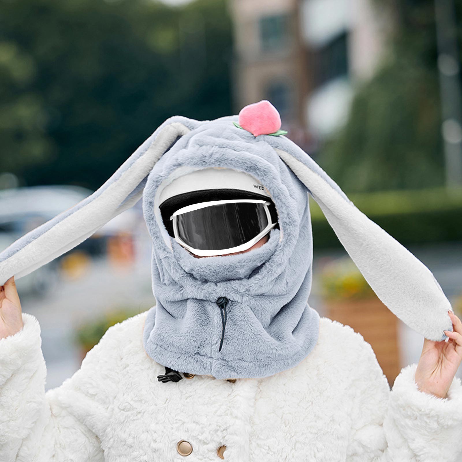 Hat for Women Winter Hats for Men Winter Warm Windproof Hat Ski Riding Shield Warmer Cute Cartoon Rabbit Ear Neck Cover Hat With Face Guard for Women Men