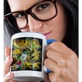 thumbnail image 2 of 3drose, Funky Abstract Glow Swirls Modern Digital Art, 15oz Two-tone Blue Mug, 2 of 6