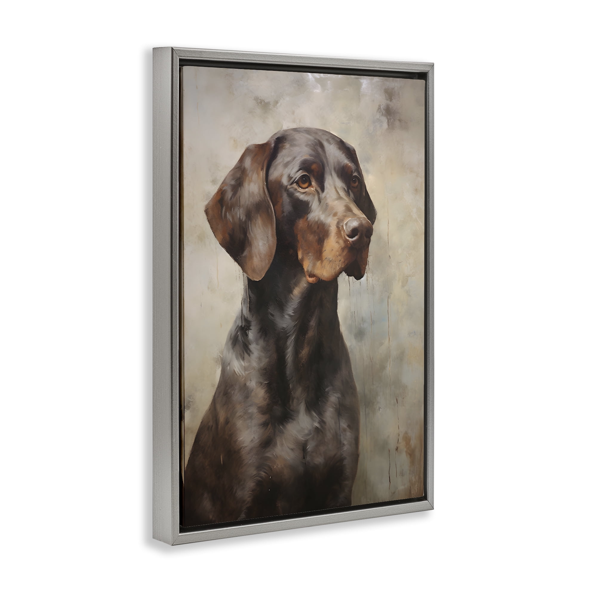 Stupell Industries Brown Labrador Visage Animals & Insects Painting Gray Floater Framed Canvas Art Print Wall Art, 17 x 25