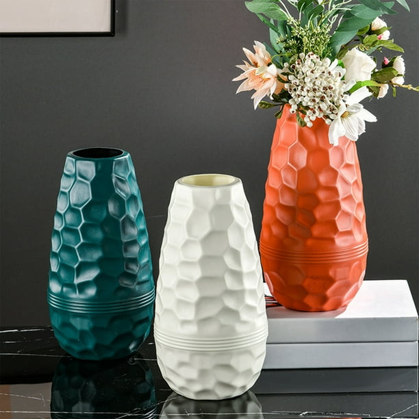 onlyliua para El Hogar Jarrón de Imitación de Plástico Esmaltado, Arreglo Floral para Sala de Estar, Decoración de Mueble de Tv, Decoración de Flores Secas, Maceta, Utensilios para Flores
