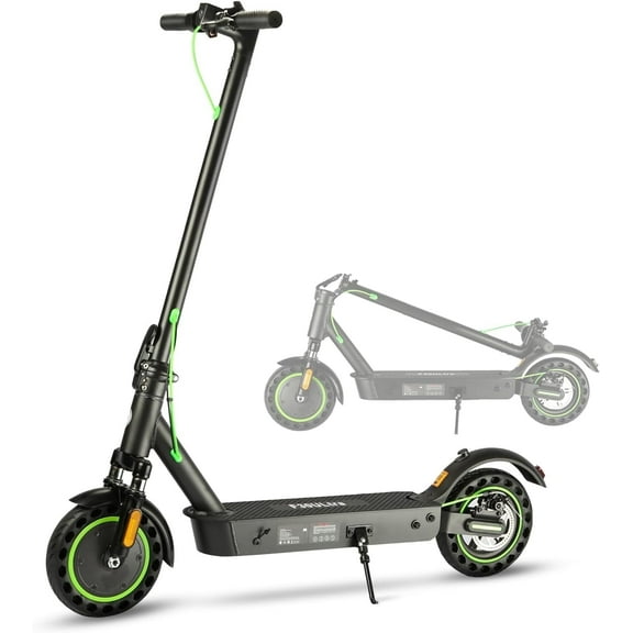 ChangBu Electric Scooter for Adults, 500W Motor Folding Commuter E-Scooter with Dual Suspension,19 mph & 31 Miles Range, 10" Solid Tires, UL 2272 Certified, Green