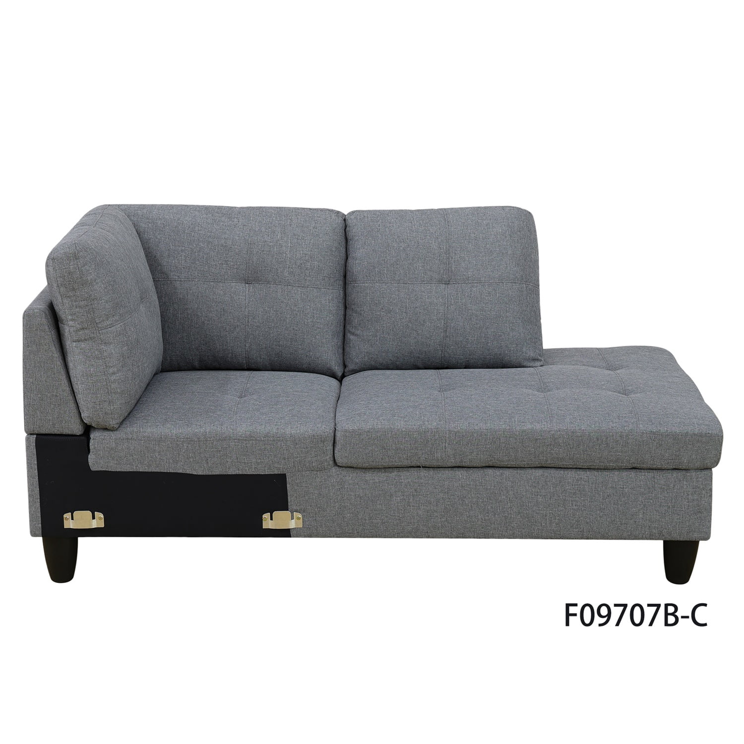Hommoo Modern 4-seat Linen Sectional Couch Sofa, L Shaped Living Room Furniture Sets Sectional Couches and Sofas, Gray(No Ottoman)