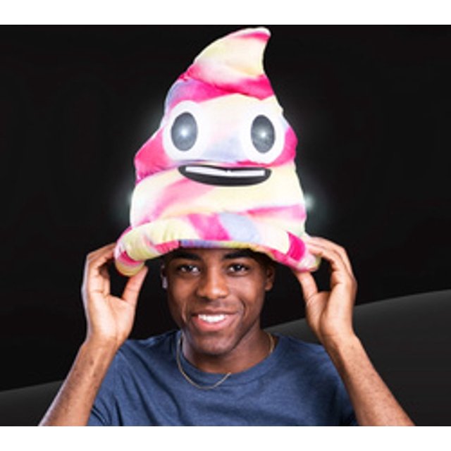 Sombrero LED con forma de remolino de caca de unicornio arcoíris