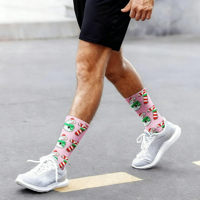 Bas Roses de Noël Confortables Imprimés 3D Mignons Mi-Mollet Chaussettes de Sport