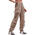 thumbnail image 1 of WEAIXIMIUNG Palazzo Pants for Women Casual Petite Parachute Pants for Women Drawstring Elastic Waist Ruched Baggy Cargo Pants Multiple Pockets Jogger Pant, 1 of 7