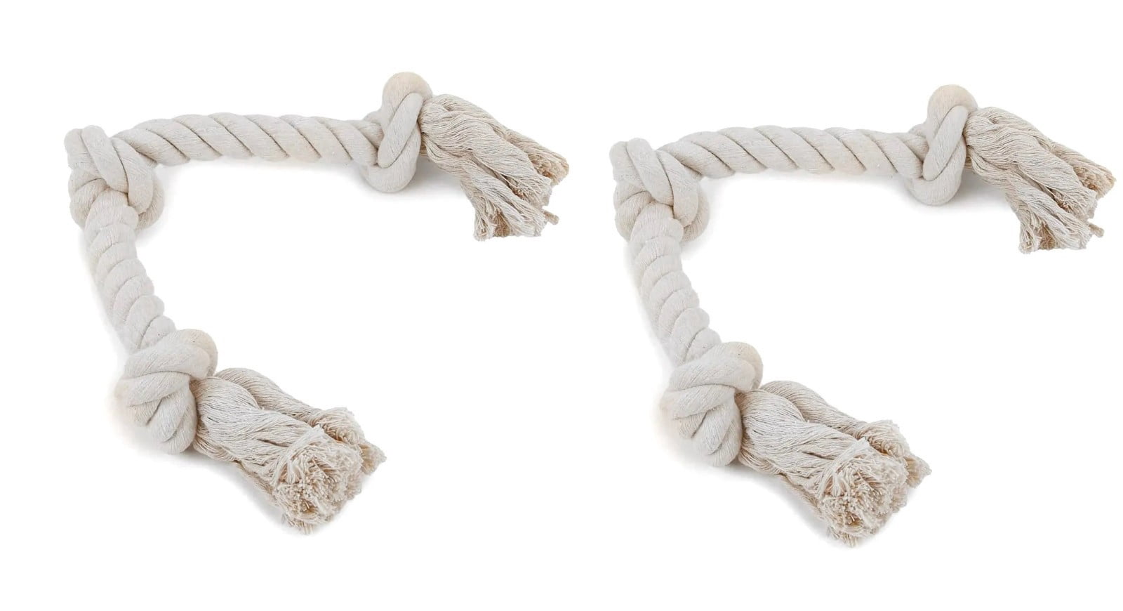 LONG Rope Eco Friendly Dog Tug Toys 21 inches 100% Cotton FUN 3 Knot Interactive (Three Long Rope Toys)