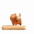 thumbnail image 2 of Sandalwood Confident Cat with Bell, Faceless Cat Tea Pet Figurine, Cartoon Doll Sculpture, Faceless Cat Ornament, 2 of 3