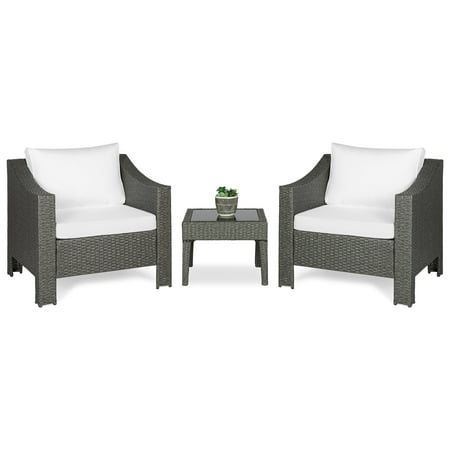 Best Choice Products Set of 2 Outdoor Patio Wicker Club Patio Accent Chairs with Side Table,