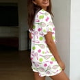 thumbnail image 5 of Cavosen Pajama Sets for Women 2 Piece 2 Piece Trendy Short Sleeve Button Down Loungewear with Shorts Tennis Print Soft Ruffle Belt Matching Set Summer Breathable Sleepwear, 5 of 6