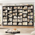 thumbnail image 4 of Homfa Triple Row 6-tier Bookshelf, 74 in Tall Bookshelf with 17 Open Display Shelves, Large Bookcase for Office Living Room, Black, 4 of 9