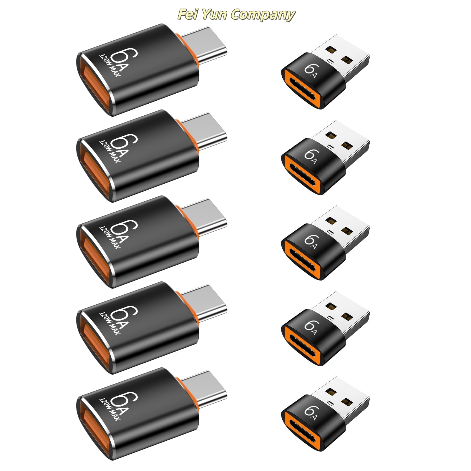 10-Pack 10Gbps/120W USB C to USB Adapter & C Male to 3.1 Female Charger,Compatible with MacBook Pro/Air, iPhone 16 15 Pro Max/15 Plus/14 13 12 Samsung Galaxy S24/S23/S22/S21