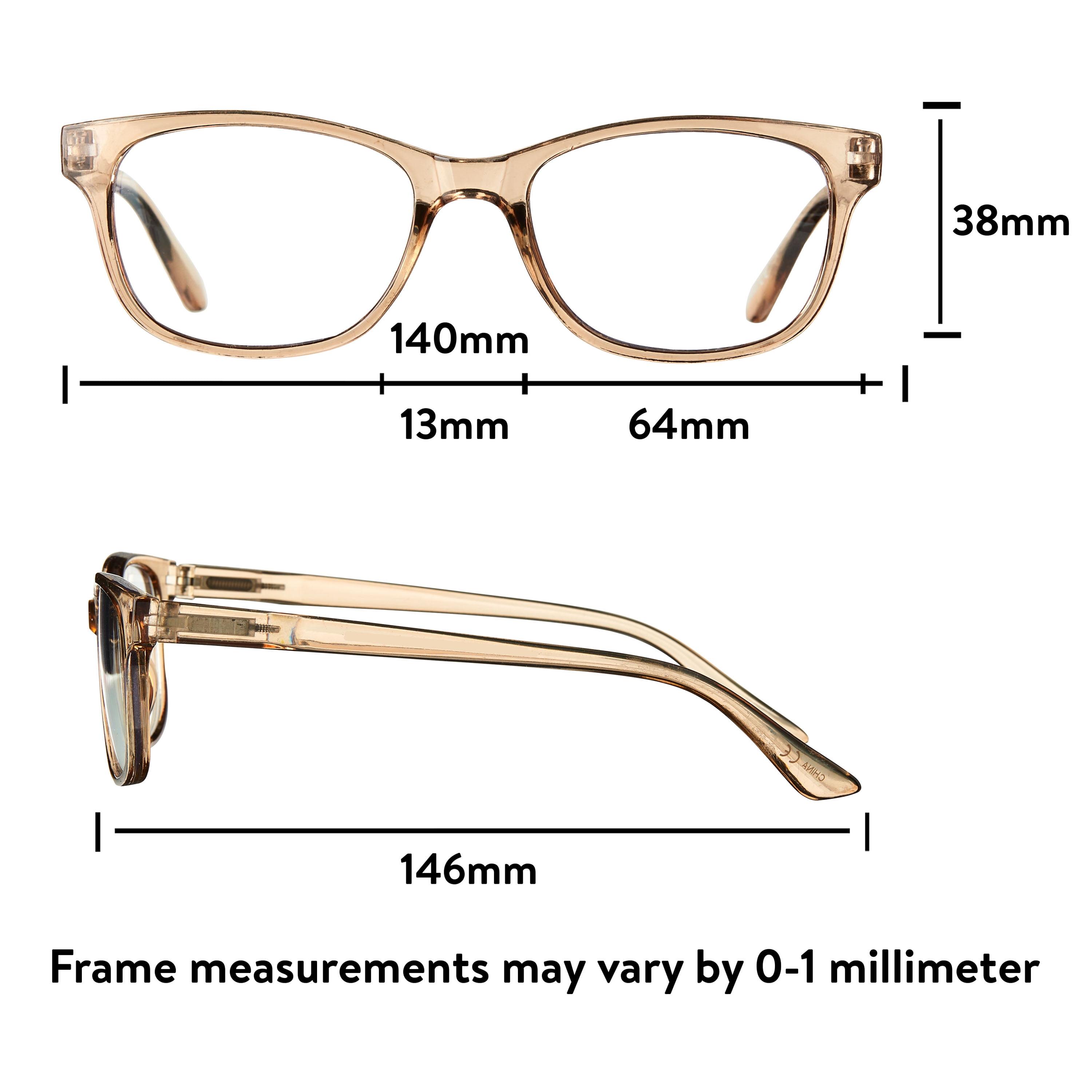 Equate Unisex Blue Light Glasses, Plastic Lens, Champagne Color