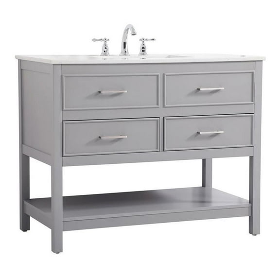 Elegant Decor Sinclaire 42" Aluminum Alloy & MDF Single Bathroom Vanity in Gray