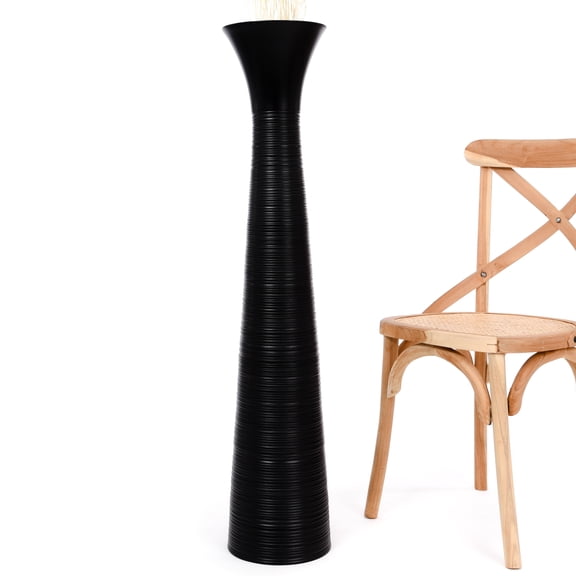 Leewadee Large Black Home Decor Floor Vase - Wooden 41 inch Tall Farmhouse Decor Flower Holder For Fake Plant And Pampas Grass