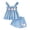 Blue, variant on Toddler Baby Girl Outfits Floral Summer Clothes Infant Spring Waffle Short Sleeve Shirt Tops Cute Shorts Set(Yellow,18-24 Months)