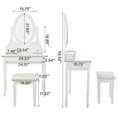 thumbnail image 4 of AKDSteel Antique White Farmhouse Vanity Table – LED Lighted Mirror, Cushioned Stool, 3 Storage Drawers, Makeup Dressing Table for Bedroom, 4 of 7