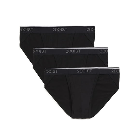 2(X)IST mens Cotton Stretch Sport 3-pack Briefs, Black, Medium US