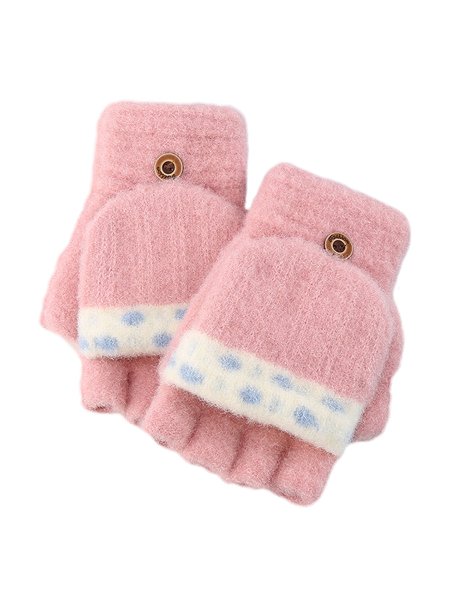 COUTEXYI Plush Half Finger Flip-open Cover Gloves, Warm Convertible ...