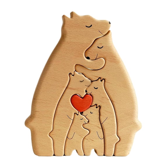 Bear Family Wooden Puzzle DIY Wooden Bear Jigsaw Sculptures for Housewarming 6 bears