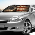 thumbnail image 4 of FORUDESIGNS Deer American Flag Print Car Windshield Sun Shade Waterproof Reflective Sunshade for Protection Vehicle Interior Accessory Fits Sedans, SUVs (57.1x27.4 inches), 4 of 7