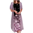 thumbnail image 2 of Womens Flowy Chiffon Dresses with Jacket 2 Piece Sets Sleeveless Crewneck Floral Lace Spring Summer Fall Cocktail Wedding Guest Dress, 2 of 5