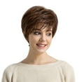 thumbnail image 3 of Adapan Short Ombre Brown Pixie Cut Wigs,Natural Layered Short Brown Wigs,Blonde Highlights Synthetic,Fashion Wig Short Haircut Wigs Short Human Hair Synthetic Wig Ps Wig Cap,Brown,4.4oz, 3 of 9