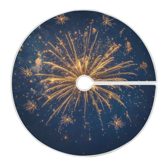 Ryvnso Christmas Tree Skirt Beautiful Fireworks Pattern Xmas Tree Skirts Ornament Home Decorations 35.4"