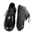 thumbnail image 4 of Zapatos de hombre de piel sintética con cordones y punta redonda, de corte bajo, planos, cómodos y transpirables, color negro 42, 4 of 15
