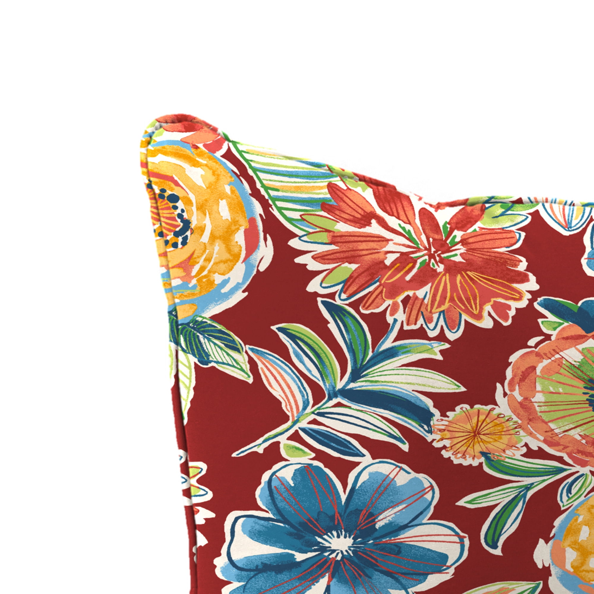 Jordan Manufacturing 46.5" x 24" Colsen Berry Red Floral Rectangular Outdoor Deep Seat Chair Cushion Set with Welt