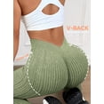 thumbnail image 2 of Women's Seamless V Back Gym Leggings Low V Cut Butt Lifting Ribbed Yoga Pants Yoga Sports Green S, 2 of 6
