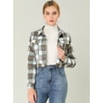 thumbnail image 3 of INSPIRE CHIC Women Classic Vintage Button Front Closure Chest Pocket Plaid Crop Jacket, 3 of 6